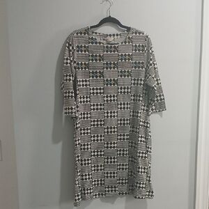 Black and White  Dress with 3/4 Sleeves MARKETPLACE Sz Small 100% Cotton